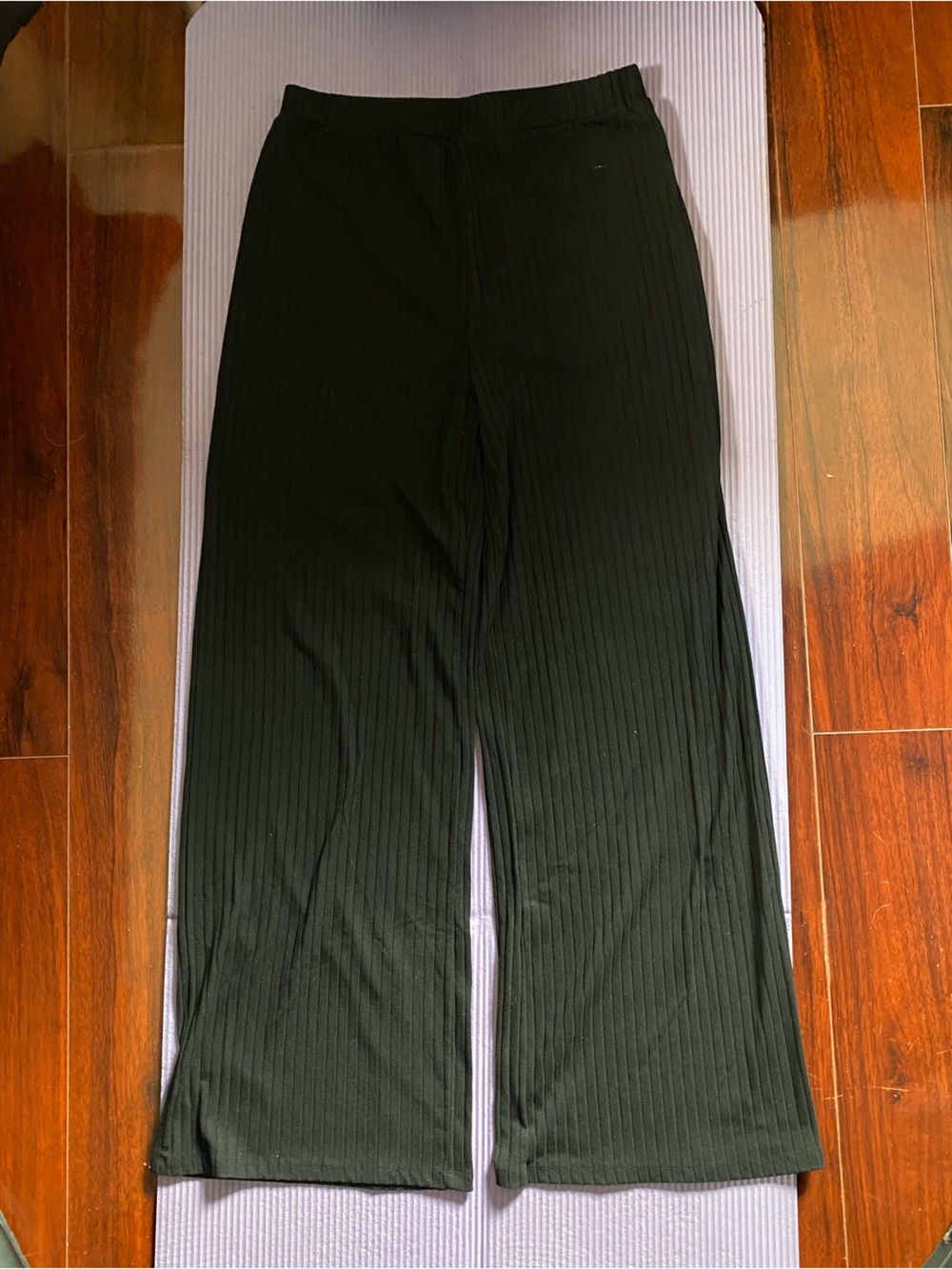Women's Black Ribbed Stretch Pants